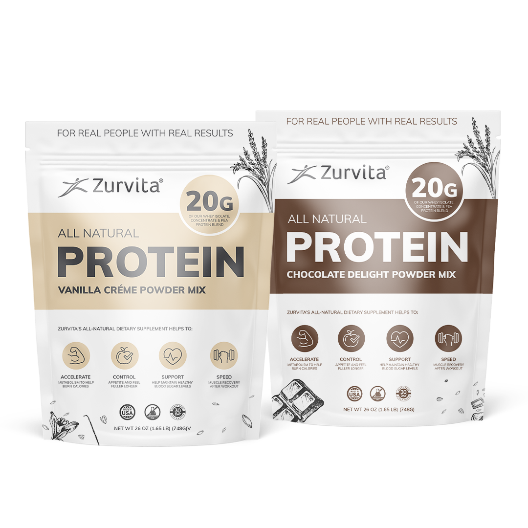 Proteína Zurvita Natural, 20 Porciones - Protein Chocolate and Vanilla Combo